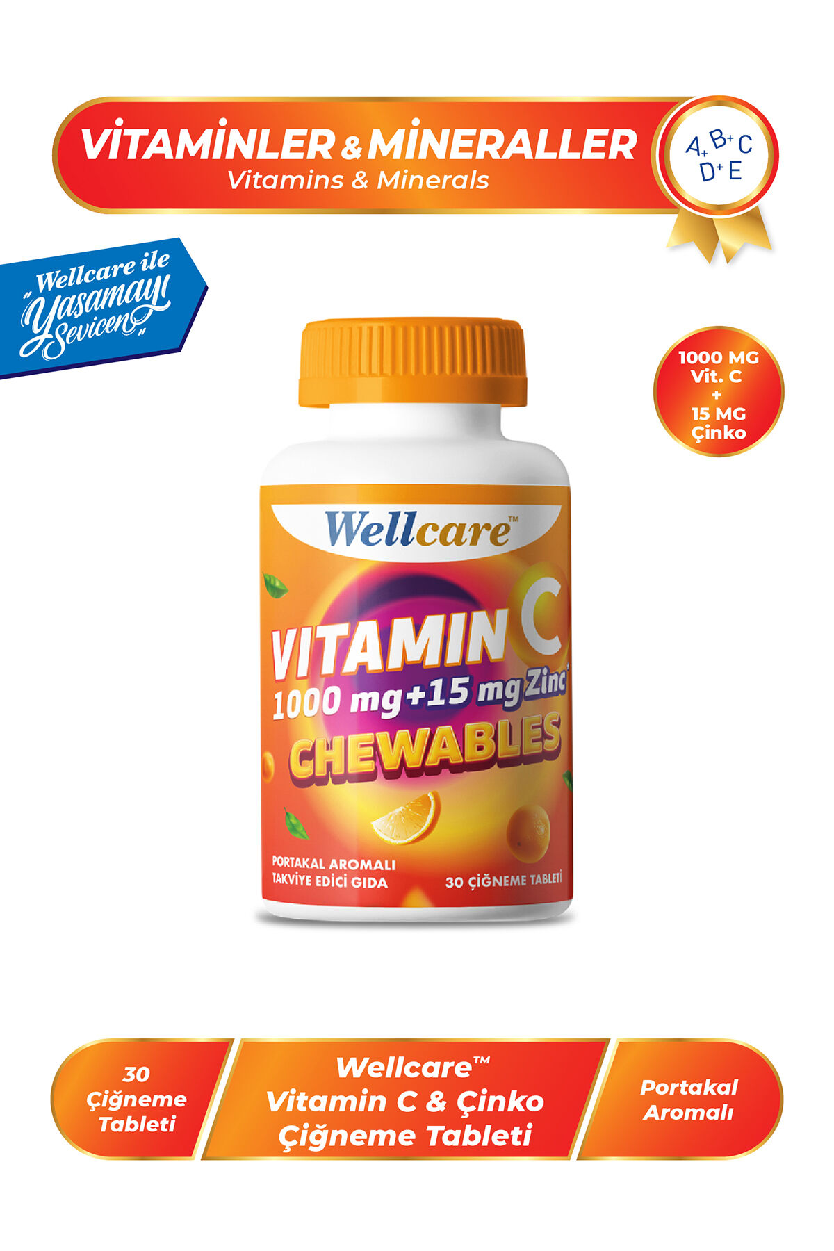 Vitamin C 1000 mg & 15 mg Zinc Çiğneme Tableti - 30 Tablet