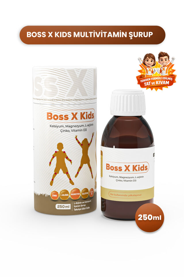 BOSS X KIDS KALSIYUM MAGNEZYUM CINKO D3 250 ML SUR