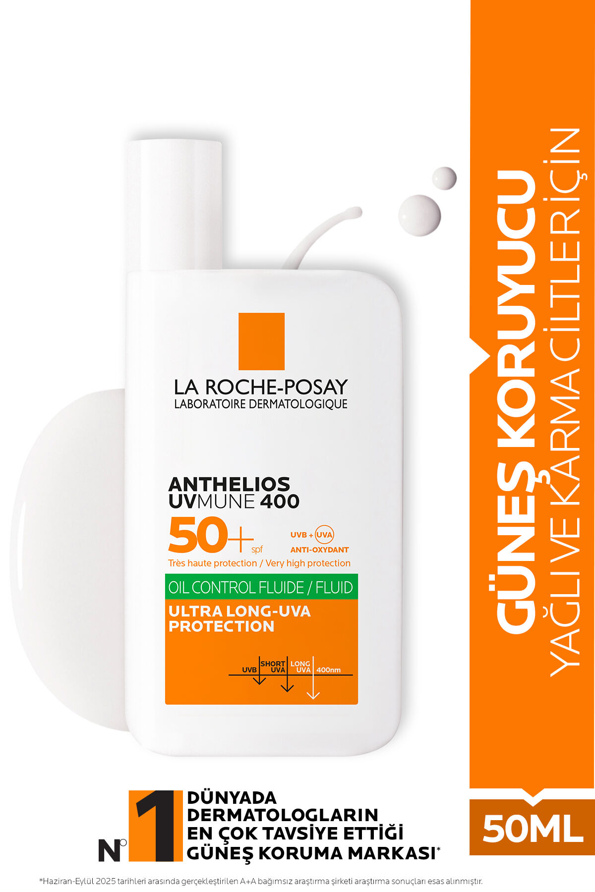 Anthelios Oil Control Fluid Yağlı/Akneye Eğilimli Ciltler için Yüksek Koruma SPF50+ Güneş Kremi 50ml