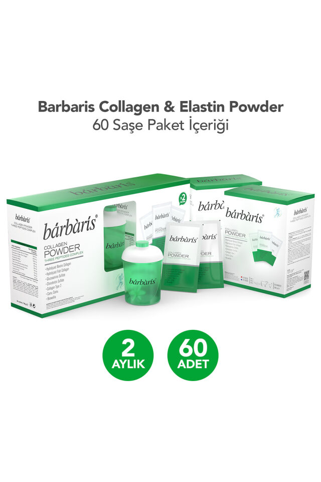 Collagen Powder Three Peptides Complex (Balık, Sığır, Tavuk) Tip1-2-3 - 60 Şase (Shaker Hediye) İçeren Takviye Edici Gıda
