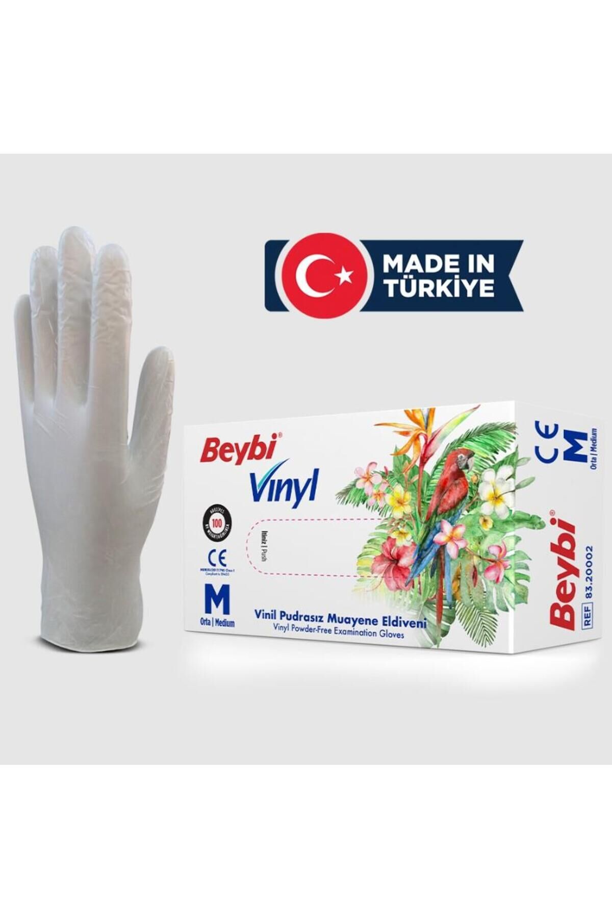 Vinyl S Vinil Pudrasız Muayene Eldiven 100'lük Kutu