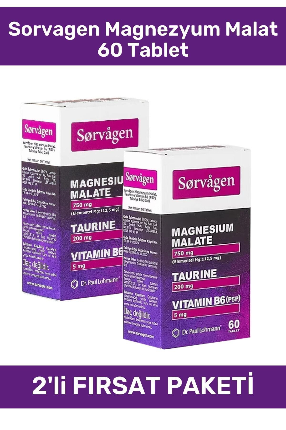 Magnezyum Malat Taurin Ve Vitamin B6 60 Tablet 2'li Paket