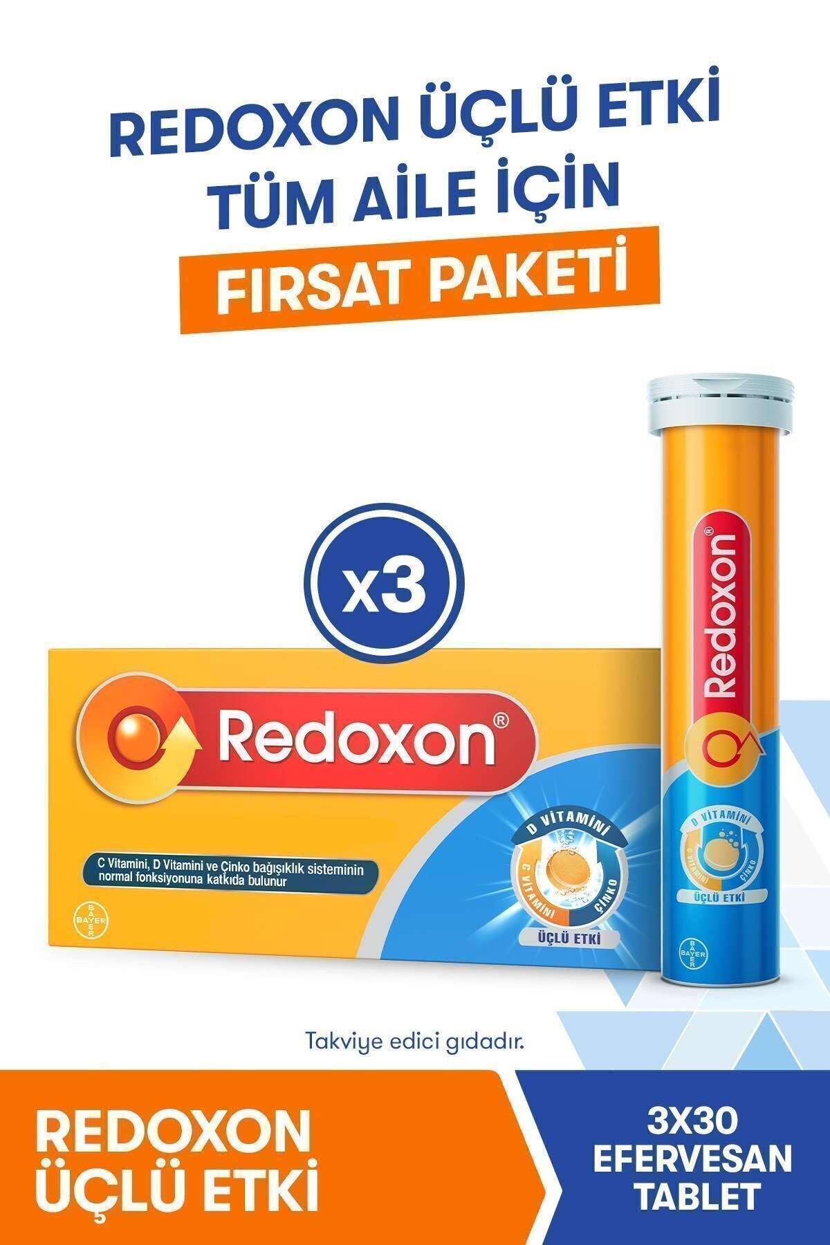 Üçlü Etki 3x30 Efervesan Tablet (FIRSAT PAKETİ) I 1000 Mg C Vitamini, D Vitamini Ve Çinko Iç