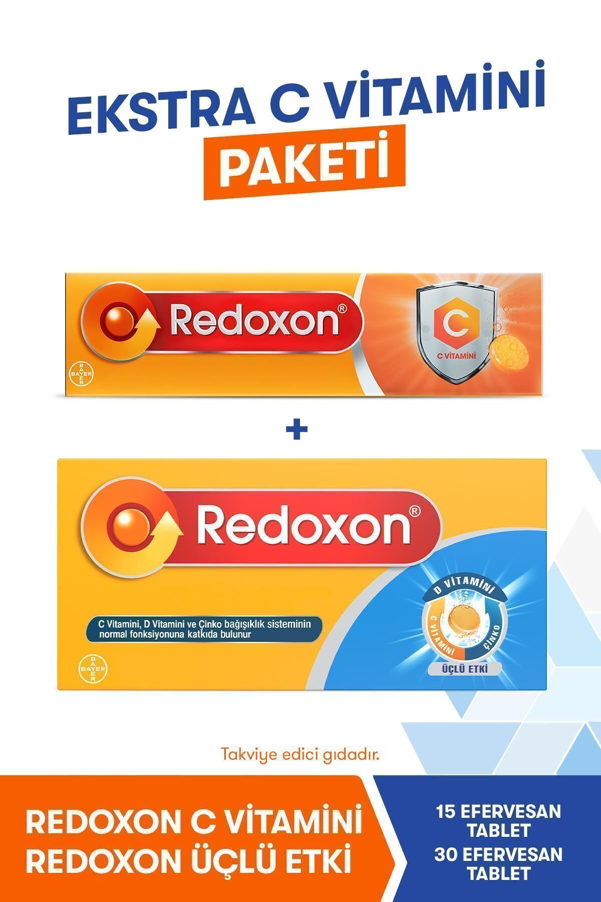 REDOXON C VITAMINI UCLU ETKI 30 EFERVESAN TABLET ( EKSTRA C VITAMINI PAKETI) I 1000 MG C VI