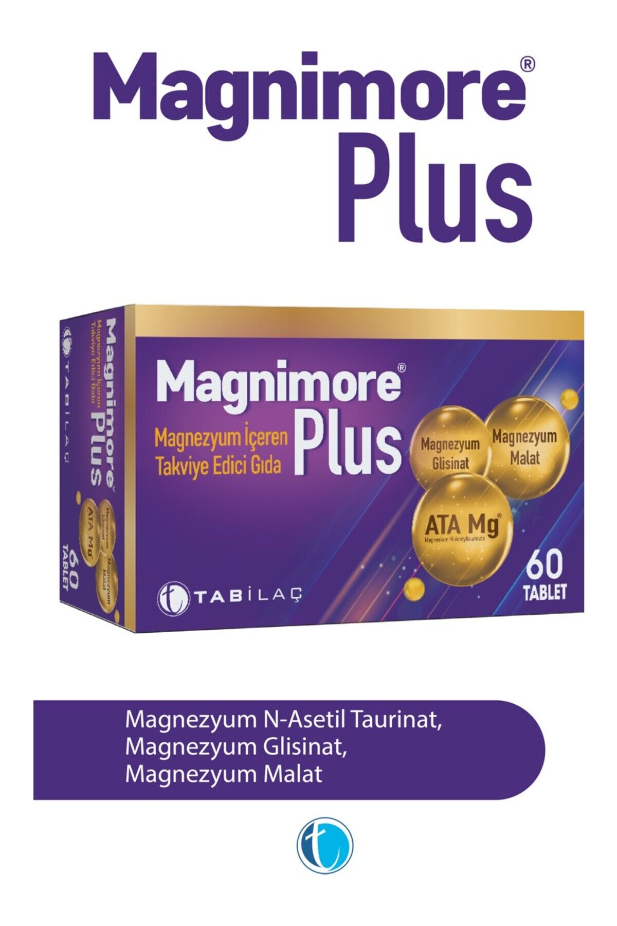 Plus Magnezyum 60 Tablet N-Asetil Taurinat Bisglisinat Malat