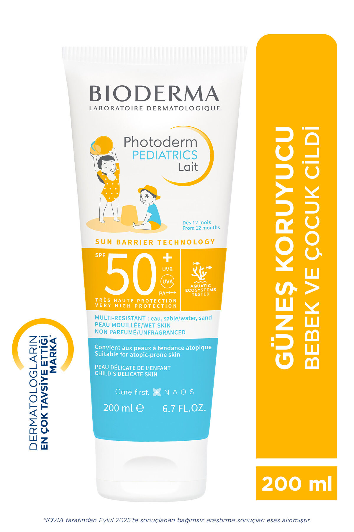 PHOTODERM PEDIATRICS LAIT SPF50  ANTIOKSIDAN YUKSEK KORUMALI SUT FORMDA COCUK GUNES KREMI 200 ML