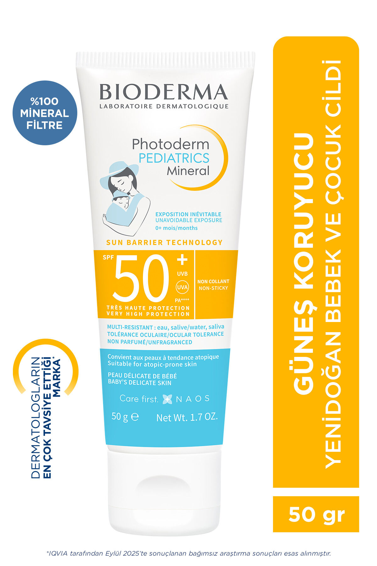 Photoderm Pediatrics Mineral SPF50+ E Vitamini İçeren Çok Yüksek Korumalı Bebek Güneş Kremi 50 Gr