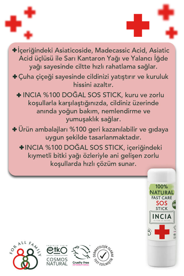 %100 Doğal Sos Stick Anlık Yatıştırıcı Organik Yalancı İğde Hızlı Koruma Bitkisel 6 G