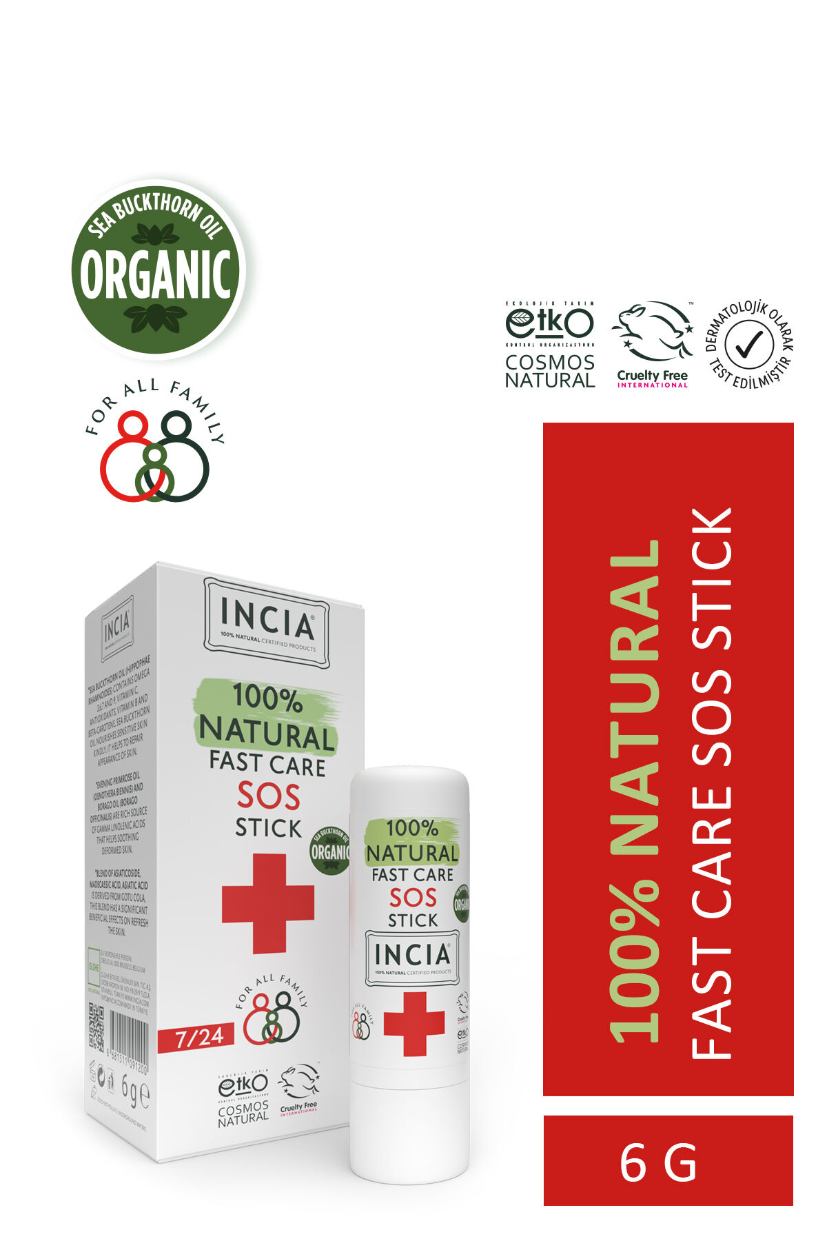 %100 Doğal Sos Stick Anlık Yatıştırıcı Organik Yalancı İğde Hızlı Koruma Bitkisel 6 G