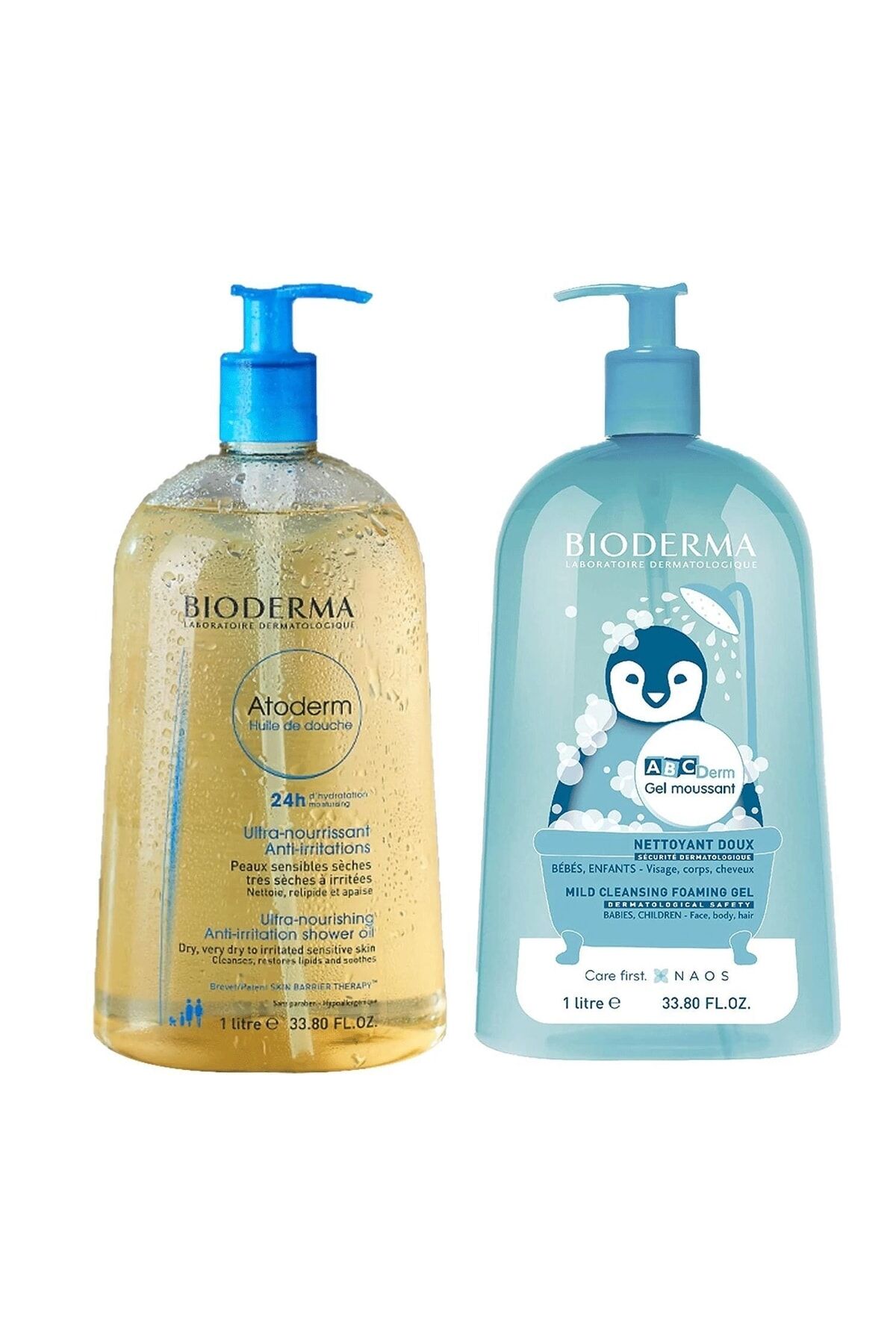 Abcderm Foaming Cleanser 1 Lt+ Atoderm Huile De Douche Shower Oil 1000 Ml