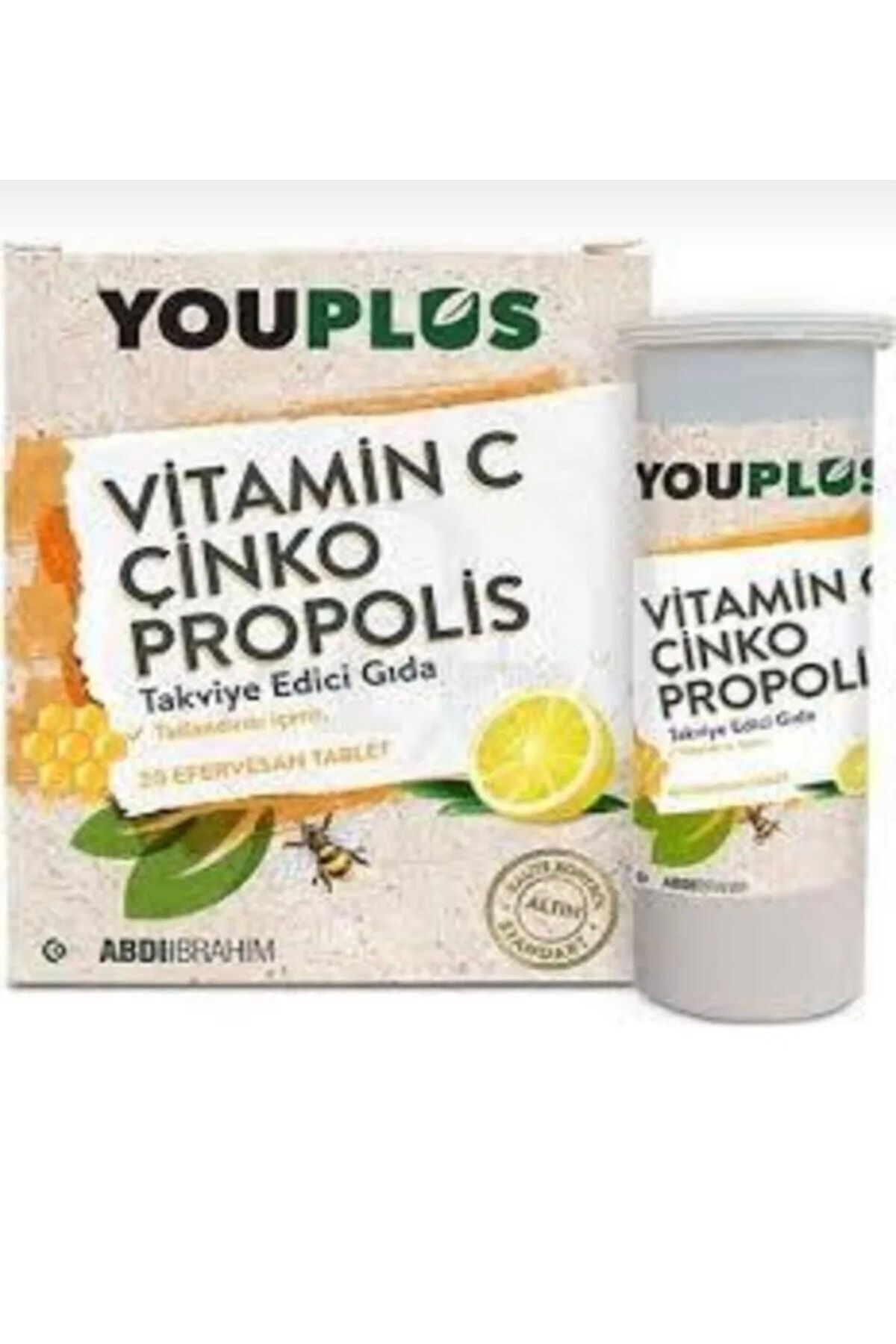 YOUPLUS VITAMIN C, CINKO, PROPOLIS EFERVESAN TABLET 20 TABLETLIK AMBALAJ