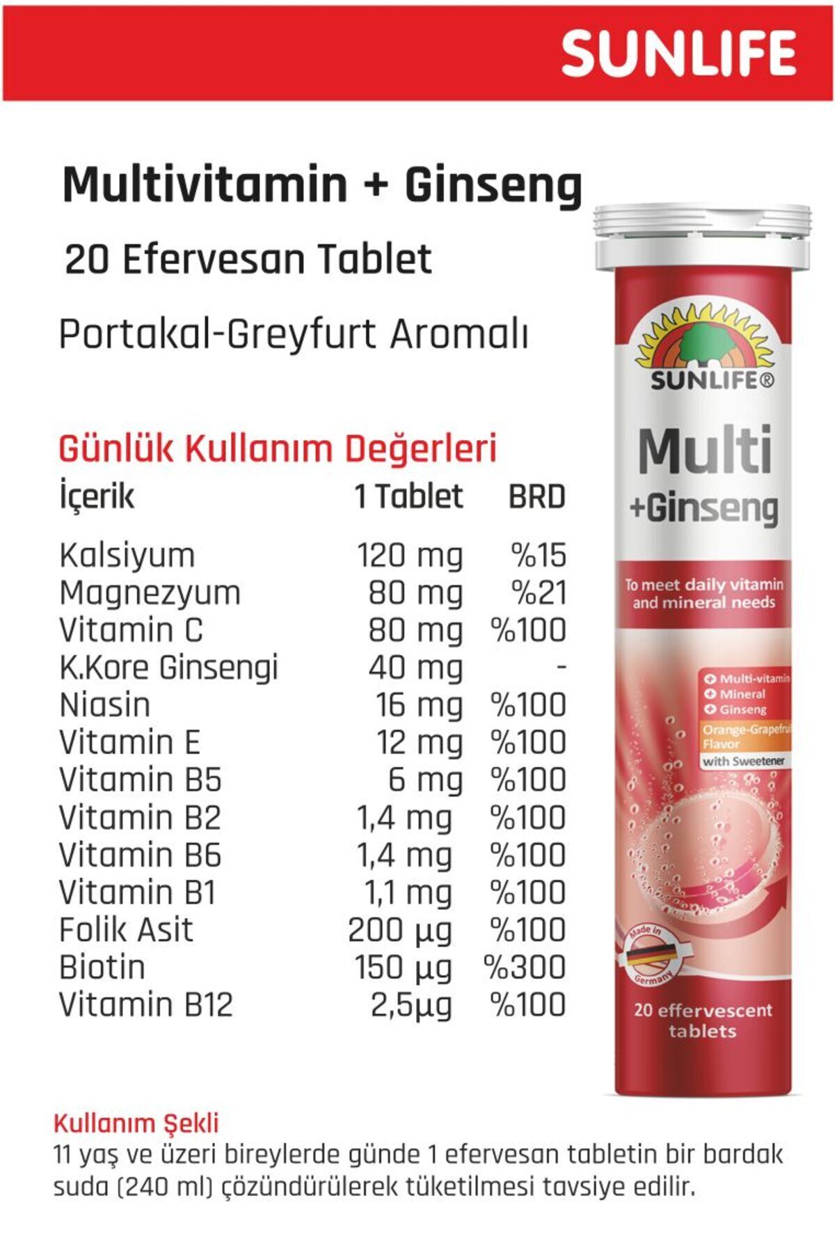 Multivitamin Mineral Ginseng 20 Efervesan Tablet