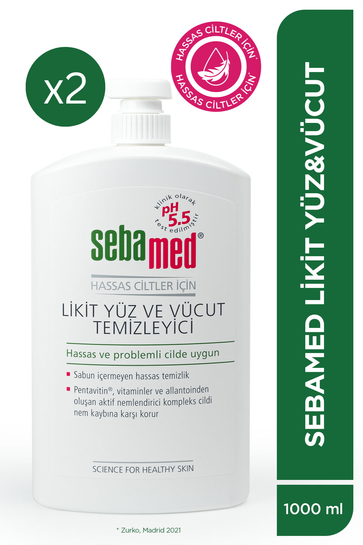 Yüz ve Vücut Temizleme Jeli 1000 ml x 2 Adet Hassas Ciltler Pentavitin Nemlendirici Nazik Temizlik