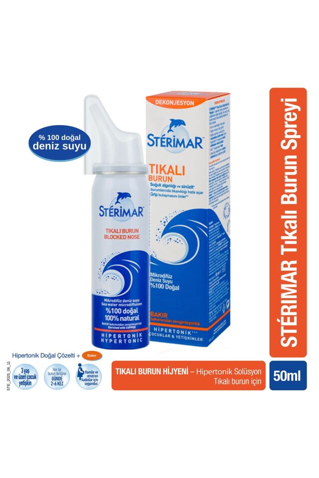 STERIMAR TIKALI BURUN HIPERTONIK CU YETISKIN BURUN SPREYI 50 ML LIK TUP