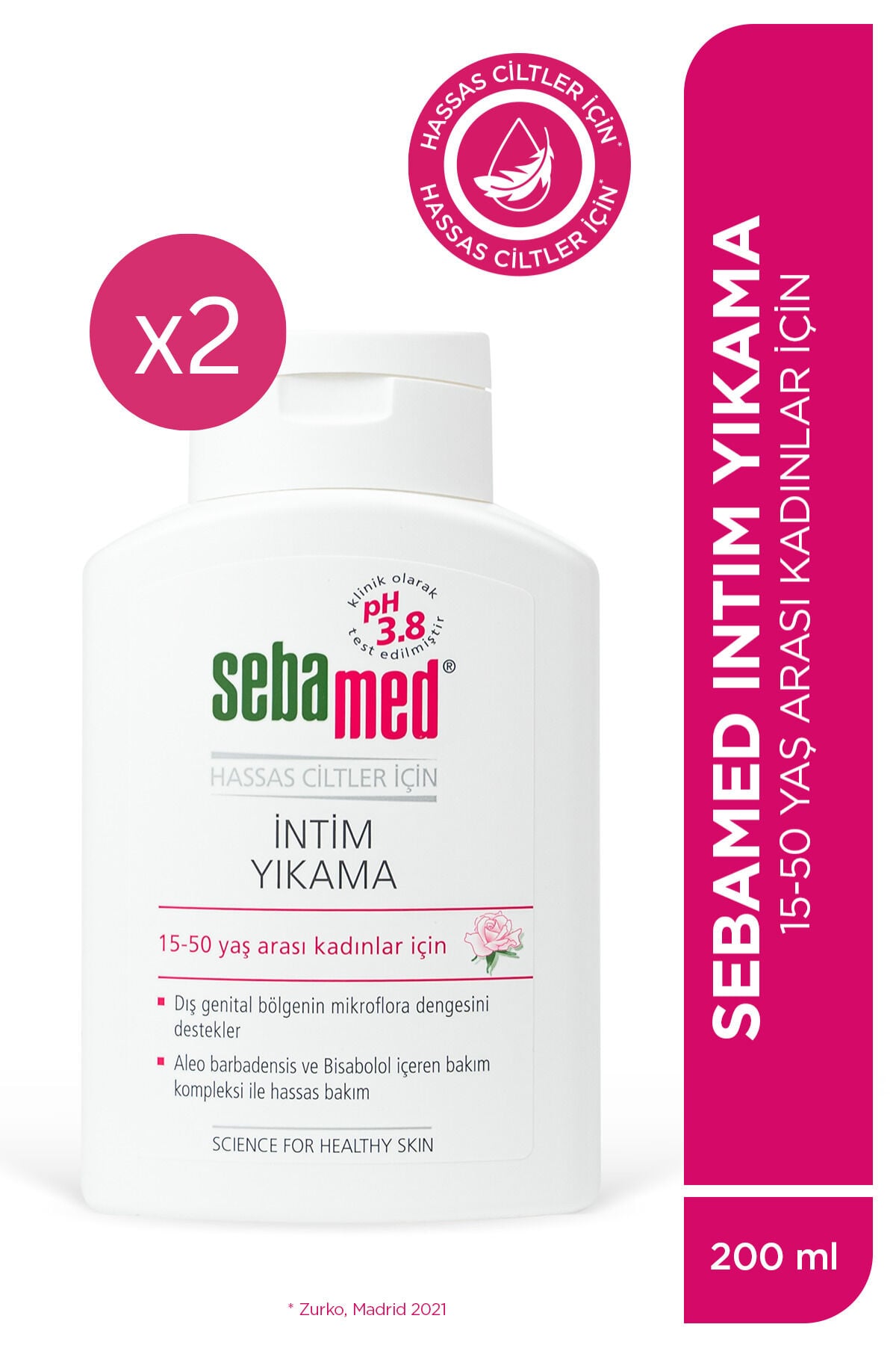 İntim Yıkama Jeli 200 ml 2 Adet Set Hassas Ciltler Dış Genital Bölge Temizleyici pH 3.8 Ferahlık