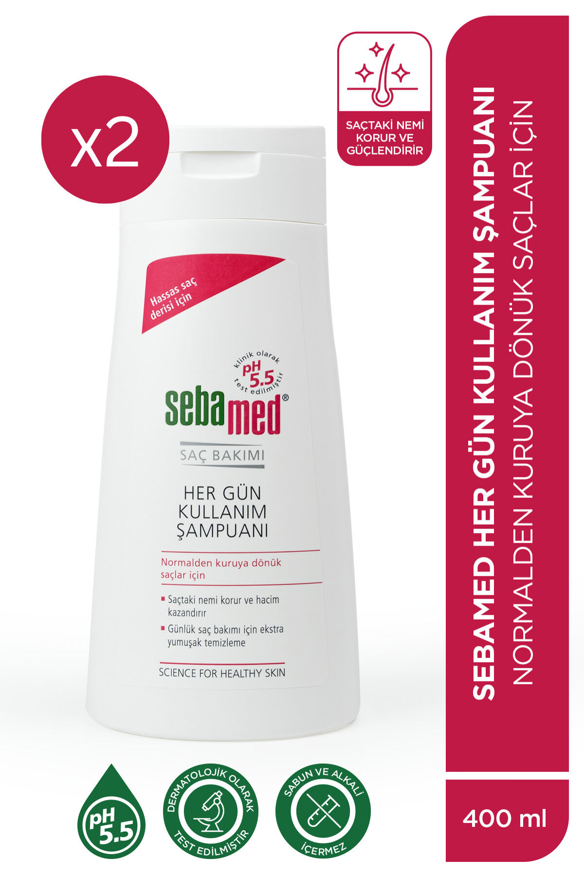 Her Gün Kullanım Besleyici Onarıcı Kuru ve Hassas Saçlar İçin Günlük Şampuan 400 ml 2'li Set