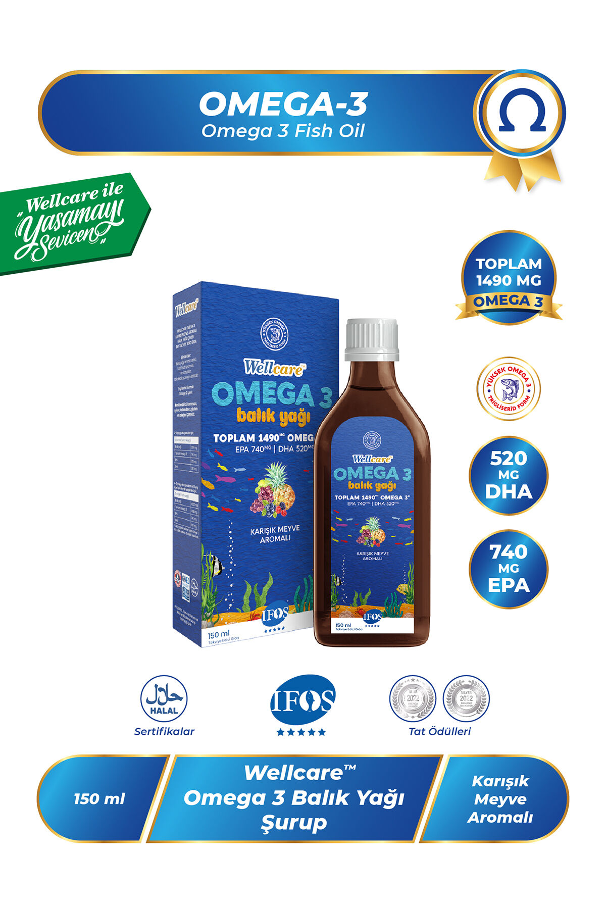 Omega 3 Karışık Meyve Aromalı Balık Yağı - 150 ML