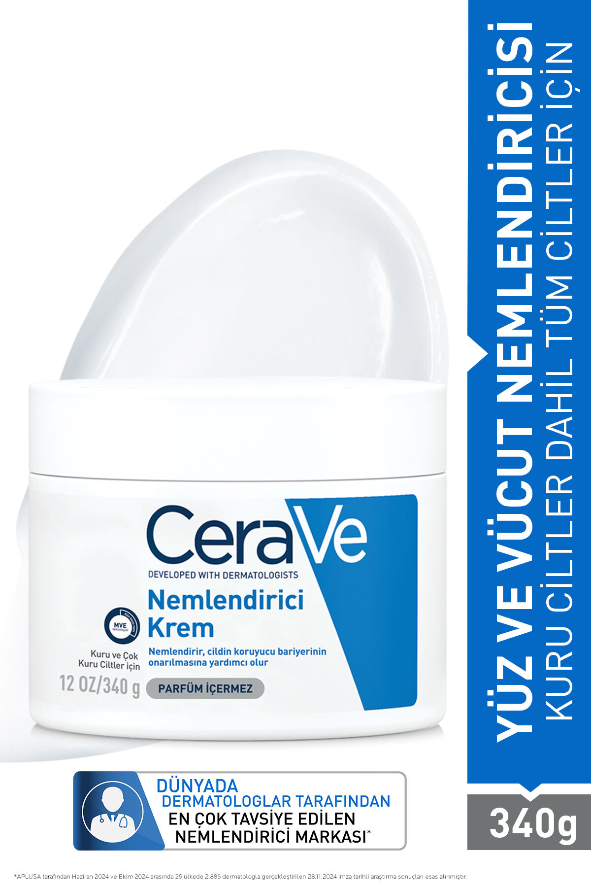 Kuru ve Çok Kuru Ciltler için Seramid & Hyalüronik Asit İçeren Nemlendirici Yüz & Vücut Kremi 340 gr