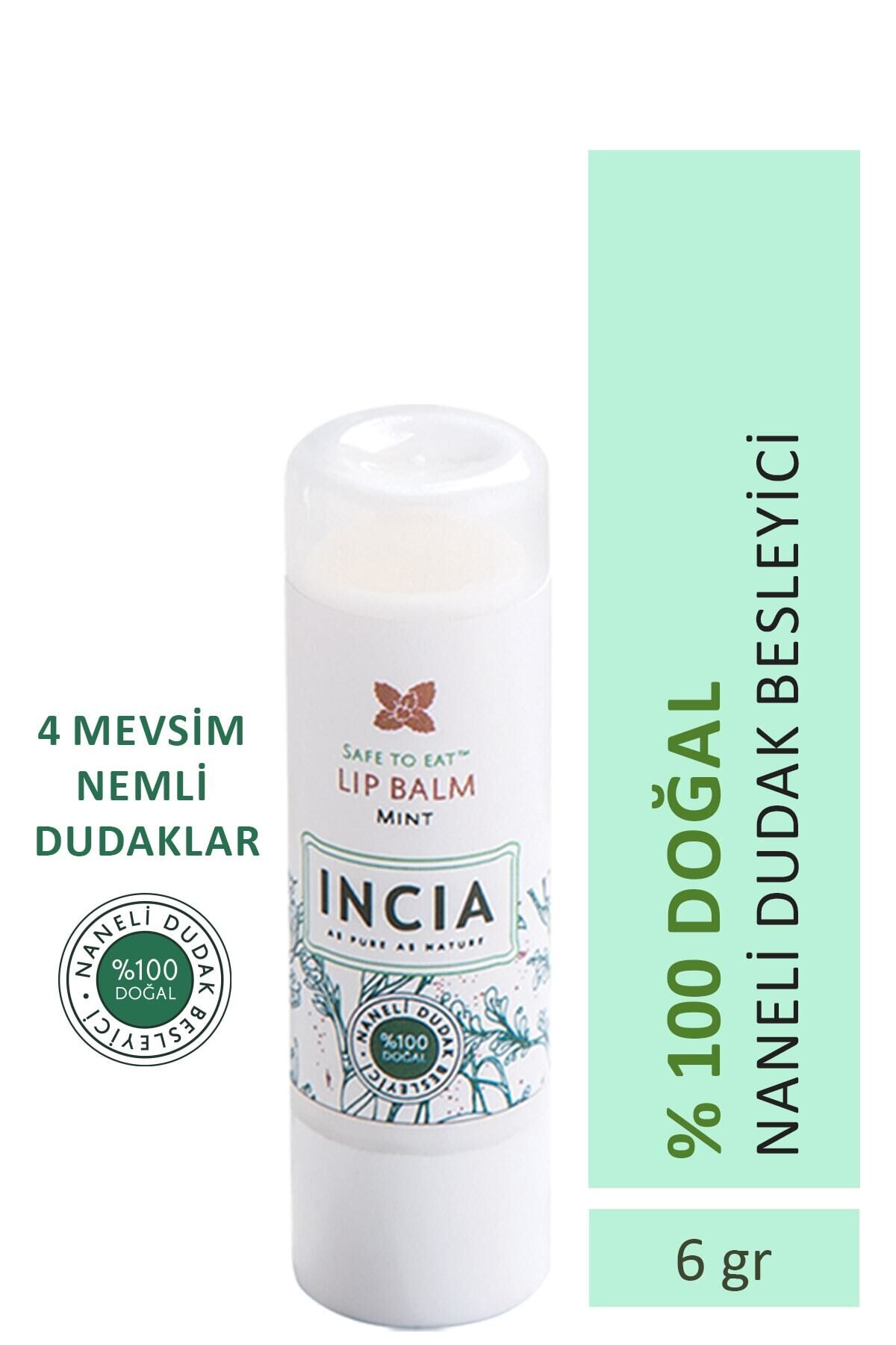 %100 Doğal Dudak Besleyici Nane Bitkisel Nemlendirici Dudak Bakım Kremi 6 G
