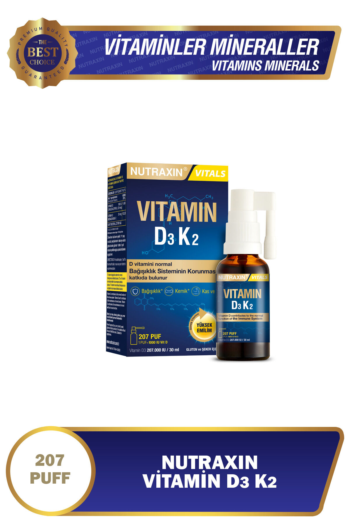 NUTRAXIN VITAMIN D3K2 SPREY 30 ML'LIK SISE